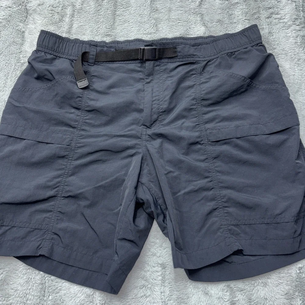 Eddie Bauer Shorts Mens XLarge Black Ripstop Nylon Belted Hiking Trail Quick Dry